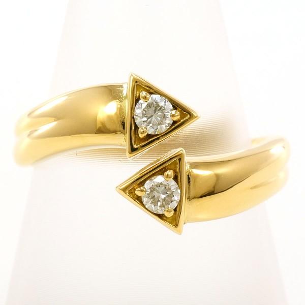 リング K18 18金 YG イエローゴールド 指輪 16号 ダイヤ カード鑑別書