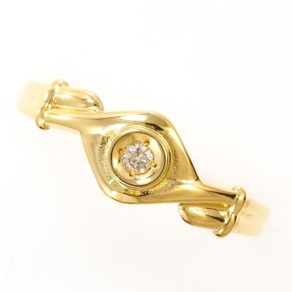 リング K18 18金 YG イエローゴールド 指輪 11号 ダイヤ 総重量約0.9g