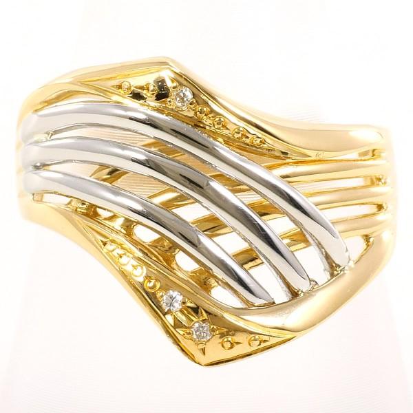 リング PT900 プラチナ K18YG 指輪 15号 ダイヤ 0.02 総重量約4.2g