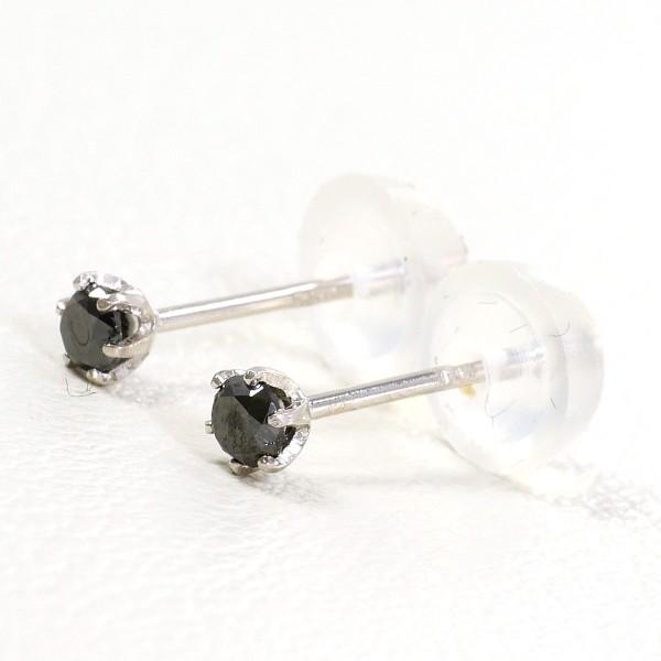 ピアス K18 18金 WG ホワイトゴールド ブラックダイヤ 0.05 ×2 総重量