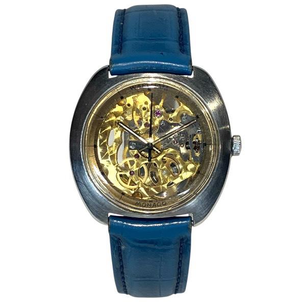 ウォルサム モナコ 自動巻 スケルトン ベルト社外品 時計 腕時計