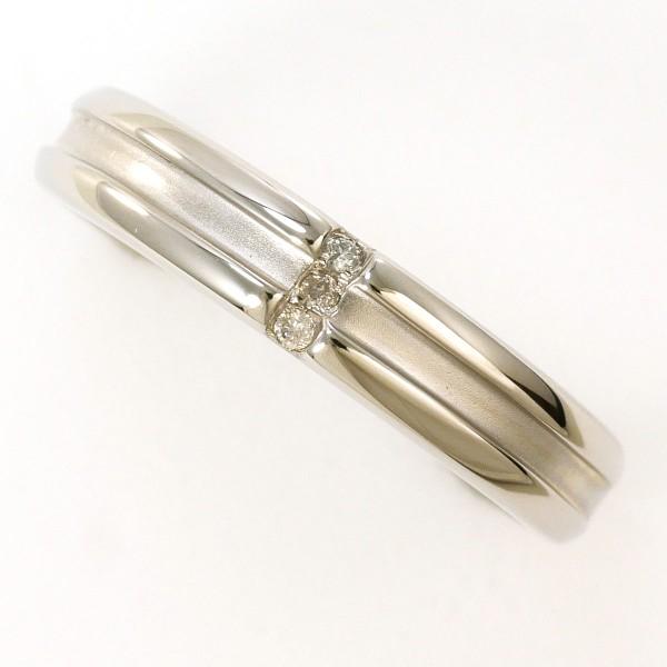 リング K10 10金 WG ホワイトゴールド 指輪 11号 ダイヤ 0.02 総重量約 