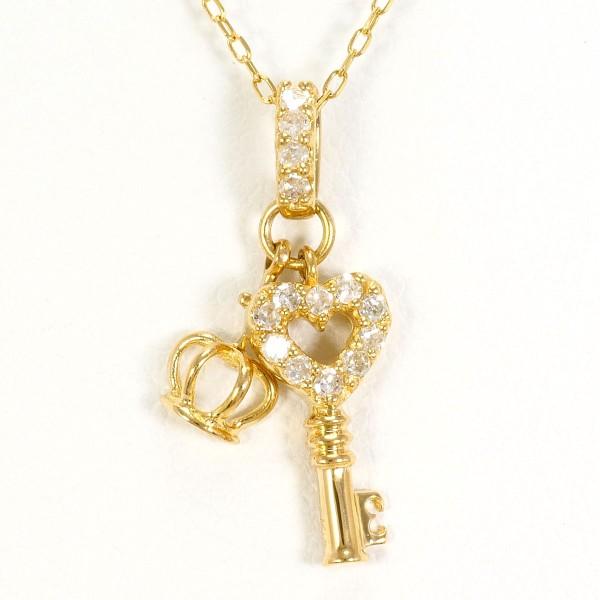 ネックレス K18 18金 YG イエローゴールド ダイヤ 0.10 総重量約1.4g