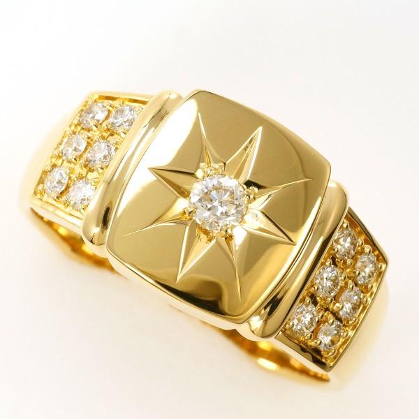 リング K18 18金 YG イエローゴールド 指輪 23号 ダイヤ 0.50 VS2 鑑別