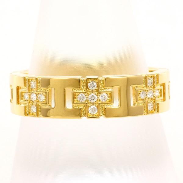 リング K18 18金 YG イエローゴールド 指輪 19号 ダイヤ 0.10 カード