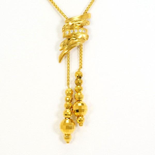 ネックレス K24 24金 YG イエローゴールド ダイヤ 0.02 カード鑑別書