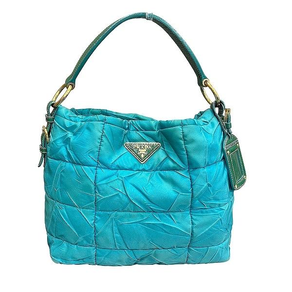 プラダ PRADA ナイロンキルティング ターコイズ バッグ ショルダー