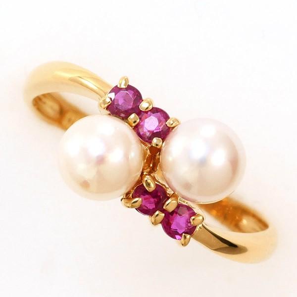 リング K18 18金 YG イエローゴールド 指輪 11号 パール(真珠) 約5mm