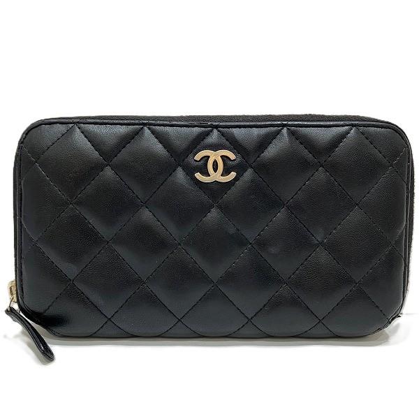 CHANEL（シャネル） マトラッセ ラムスキン ラウンドファスナー 長財布