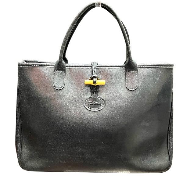 美品 ロンシャン ロゾ ハンドバッグ トートバッグ ブラック 黒 レザー ロンシャン ロゾ ブラック レザー バッグ トートバッグ レディース