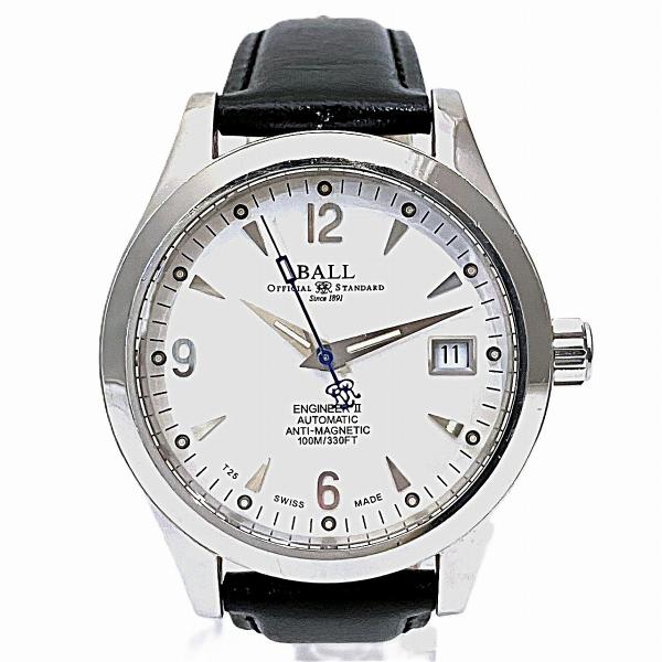 ボールウォッチ BALLWATCH エンジニア2 腕時計 総重量約71.2g SS 本革 自動巻き ホワイト文字盤 NM1026C 送料無料 【中古】 ボールウォッチ BALLWATCH エンジニア2 腕時計 総重量約71.2g SS 本革