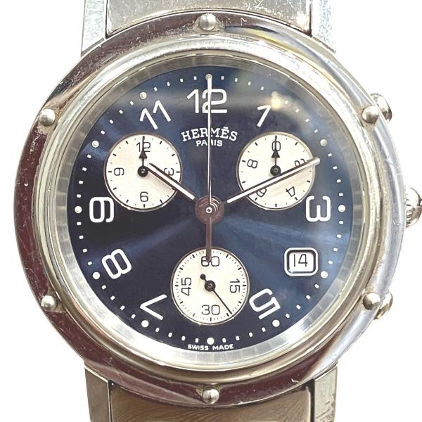エルメス HERMES クリッパー 腕時計 総重量約102.4g SS SS クオーツ ネイビー文字盤 CL1.910 送料無料 【中古】 HERMES（エルメス） クリッパー 腕時計 総重量約102.4g SS SS クオーツ