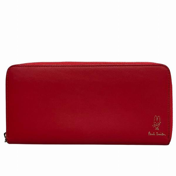 ポール スミス バルーンバニー エンボス ラウンドファスナー レッド 長