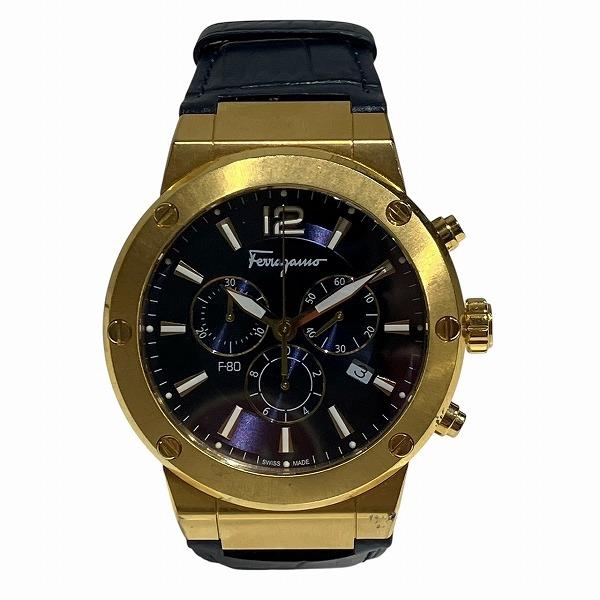 フェラガモ SFEX00319 クォーツ クロノグラフ ネイビー文字盤 時計  