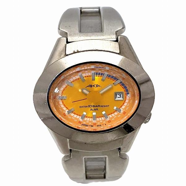 【稼働品】 SEIKO セイコー AKA V782-5A40 レディース 腕時計 SEIKO ALBA AKA V782-5A40腕時計 レディース イエロー｜Yahoo!フリマ