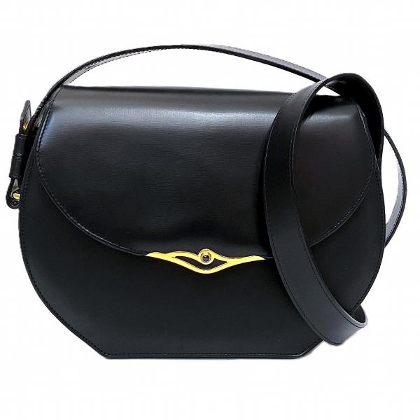 美品 CARTIER カルティエ サファイアライン ブラック 黒 ゴールド金具 レザー ショルダーバッグ ポシェット レディース 505026 【中古】 Cartier - 美品 CARTIER カルティエ サファイアライン ブラック 黒