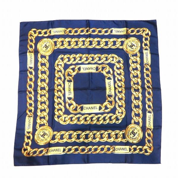シャネル Chanel チェーン柄スカーフ ネイビー ゴールド ブランド小物 スカーフ レディース 中古 b ワンダープライス Yahoo 店 通販 Yahoo ショッピング