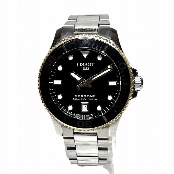 TISSOT(ティソ) 腕時計美品 - T120210A メンズ SS 黒 ティソ シースター T120210A クォーツ ダイバーズウォッチ 時計 腕時計