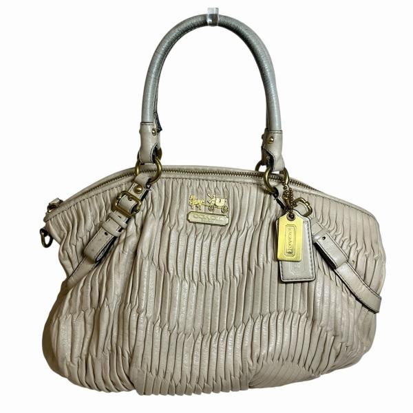 COACH❣️コーチ ❣️レザー マディソン ギャザー ロゴ 2WAY❣️ COACH（コーチ） マディソン ギャザー2WAY 15942 ベージュ レザー