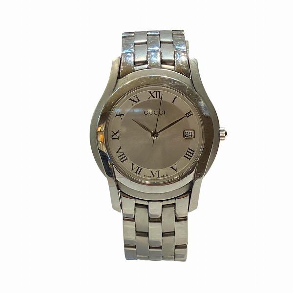 稼働品 GUCCI グッチ 5500M 腕時計 デイト クオーツ メンズ GUCCI グッチ 5500M クォーツ シルバー文字盤 デイト 時計