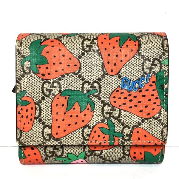 週末限定お値下げ　GUCCIチェリー二つ折り財布 GGスプリーム 折 り財布 GUCCI（グッチ） ストロベリー 二つ折り財布 GGスプリーム レザー