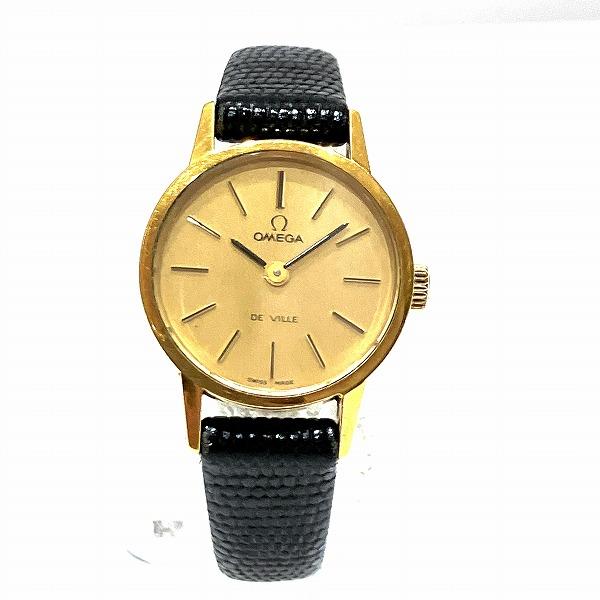 オメガOMEGA デビルDE VILLE レディース腕時計 手巻き ゴールド文字盤 
