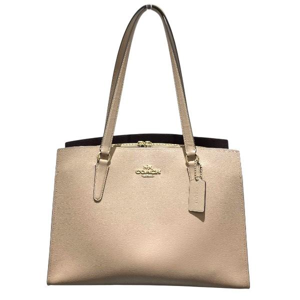 COACH コーチ テイタム キャリーオール ベージュ レザー トートバッグ 