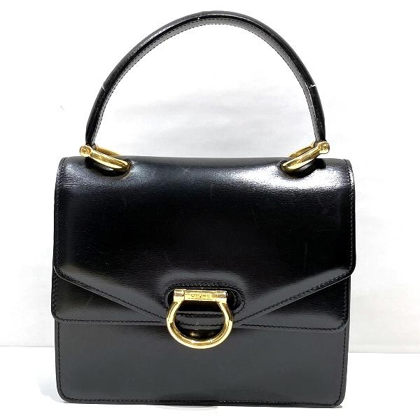 【美品】セリーヌ CELINE ハンドバック ブラック レザー ダブルフラップ セリーヌ CELINE ダブルフラップ レザー ブラック バッグ ハンドバッグ