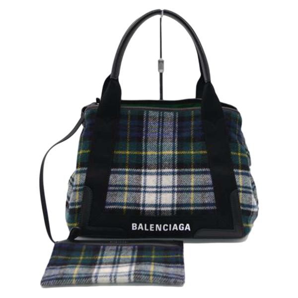 BALENCIAGA バレンシアガ/ネイビーカバスS/ギンガムチェック/3399339