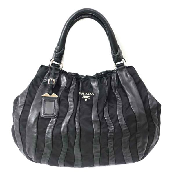 PRADA ブラック ハンドバッグ BR3994 PRADA（プラダ） プラダ/レザー×ナイロン ハンドバッグ ブラック