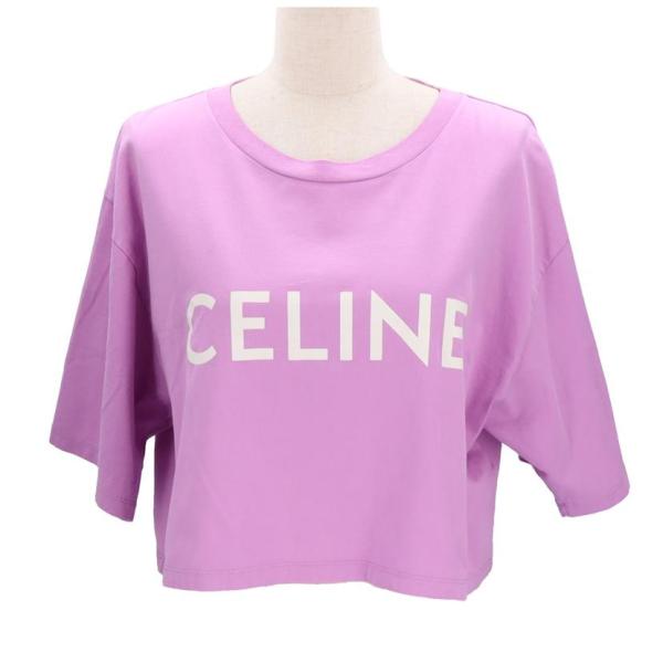 CELINE セリーヌ/クロップドコットンフリースTシャツ/L
