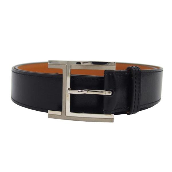 HERMES エルメス/Hバックル/シルバー金具レザーベルト/ブラック/D F********/90/エルメス/Aランク/04【中古】 HERMES（エルメス） エルメス/Hバックル/シルバー金具レザーベルト