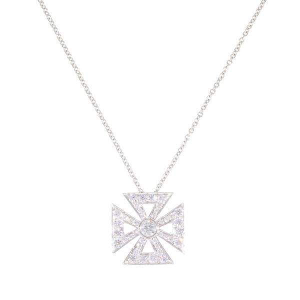 美品！Tiffany & Co.PT950 ダイヤモンド クロス ネックレス TIFFANY&Co.（ティファニー） ティファニー/Pt950マルティーズクロス
