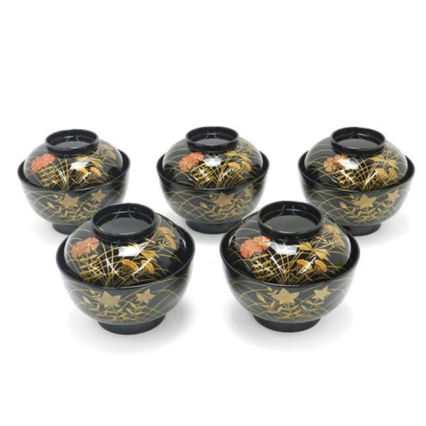 輪島塗椀　5個セット 輪島漆器会館/雑煮椀5客揃い/輪島塗/食器類/ABランク/69【中古