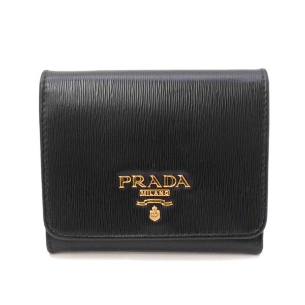 PRADA プラダ/三つ折り財布/ブラック/1MH176/236******/Aランク/69【中古】 PRADA（プラダ） プラダ/三つ折り財布/ブラック/1MH176/236******/A