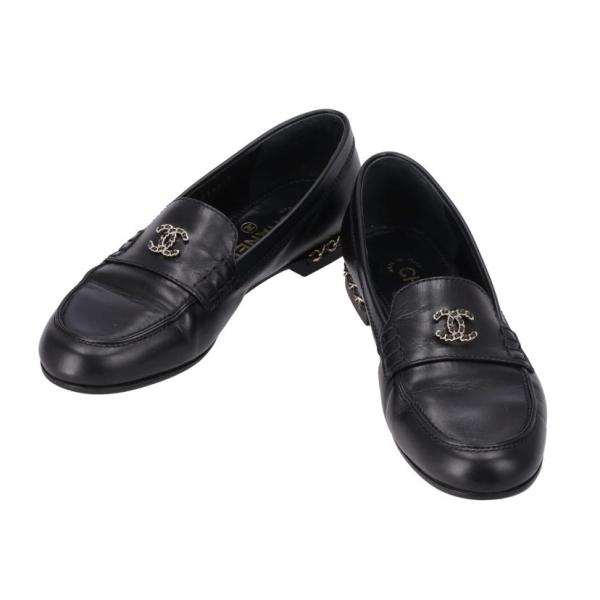 シャネルチェーンローファCCマーク37 CHANEL(シャネル) / ココマーク/チェーンローファー/37/BLK/レザー
