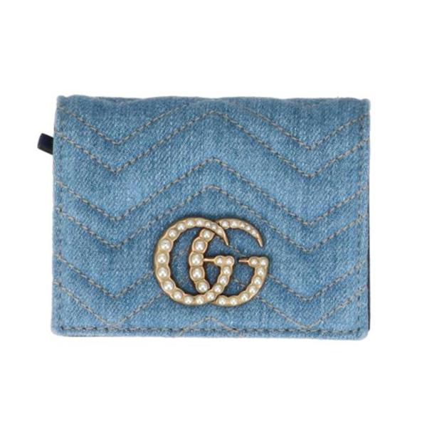 GUCCI グッチ/GGマーモント/キルティングデニムフェイクパールウォレット/466492/525***/ABランク/91【中古】 GUCCI（グッチ） グッチ/GGマーモント/キルティングデニムフェイク