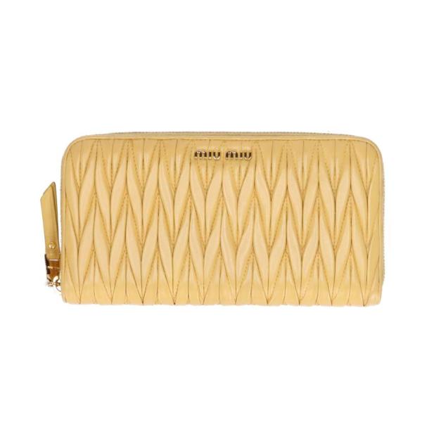 ✨新品未使用✨　miumiu 長財布　マテラッセ　ラウンド miumiuバイカラー☆マトラッセ☆新ラウンド長財布 ピンク×茶 (MiuMiu