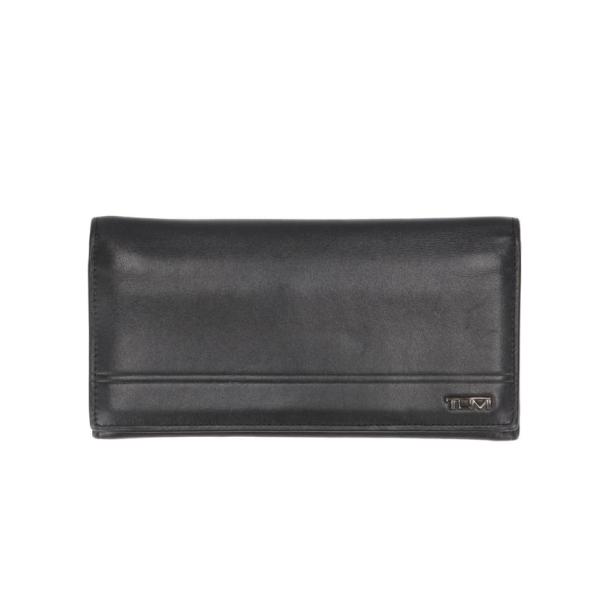 TUMI ブラック レザー 長財布　未使用品（箱付き） 長財布 二つ折り ナイロン レザー 黒 ブラック（2023/10/14買取