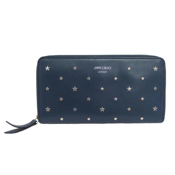 JIMMY CHOO ジミーチュウ/フラットスター/ラウンドファスナー長財布/ネイビー/Aランク/04【中古】 wonderrex-ec_9268010505767