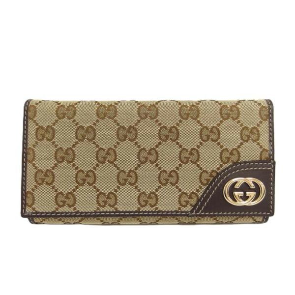 GUCCI グッチ/GGキャンバス/三つ折り長財布/ベージュ×ブラウン