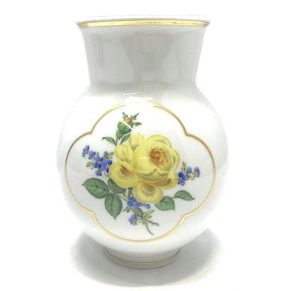 Meissen マイセン/黄色いバラと忘れな草 ベース 花瓶/ブランド食器/S  
