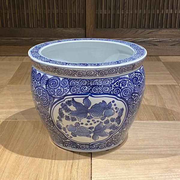 青花魚缶金魚 水鉢 大型 金魚 火鉢 鉢カバー プランターカバー プランター メダカ鉢 金魚鉢 鉢 水連鉢 和風 ビオトープ 送料無料 浮彫魚缶特大 14号 Buyee 日本代购平台 产品购物网站大全 Buyee一站式代购 Bot Online