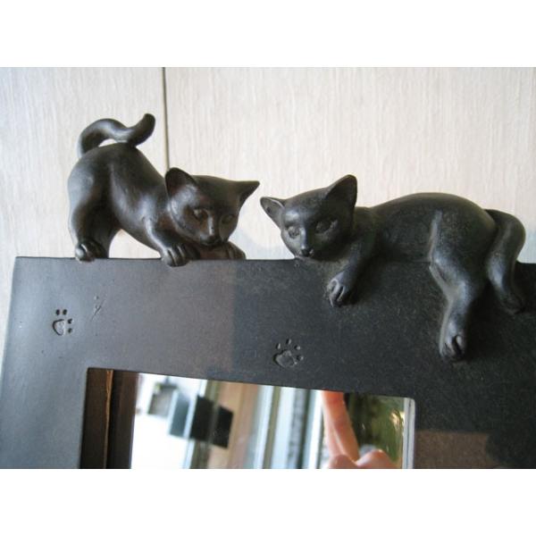 卓上ミラー おしゃれ アンティーク 猫 Cat ねこ : 手づくり家具 ウッド