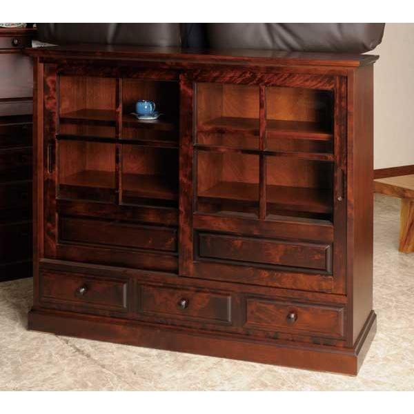 サイドボード 120 茶棚 リビングボード クラッシック 樺 カバ材 高級