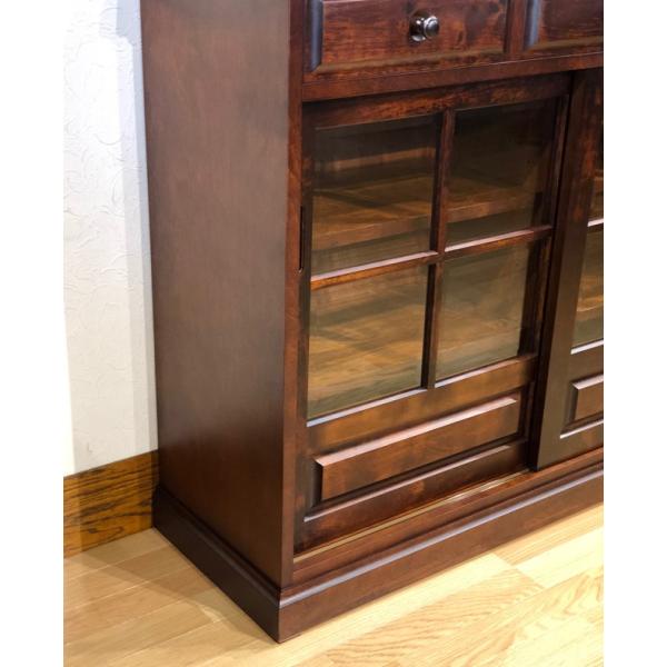 サイドボード 120 茶棚 リビングボード クラッシック 樺 カバ材 高級