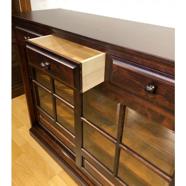 サイドボード 120 茶棚 リビングボード クラッシック 樺 カバ材 高級