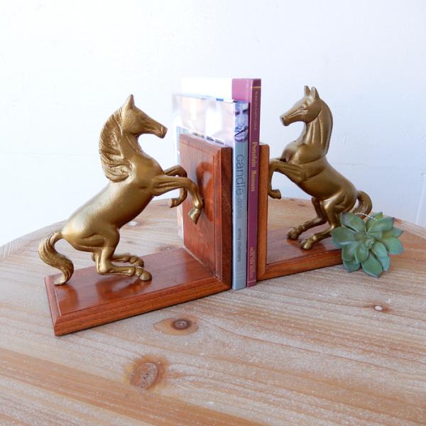 馬モチーフのブックエンド イギリス製 ブックエンド 馬 ホース ブック型 置物 オブジェ 送料無料