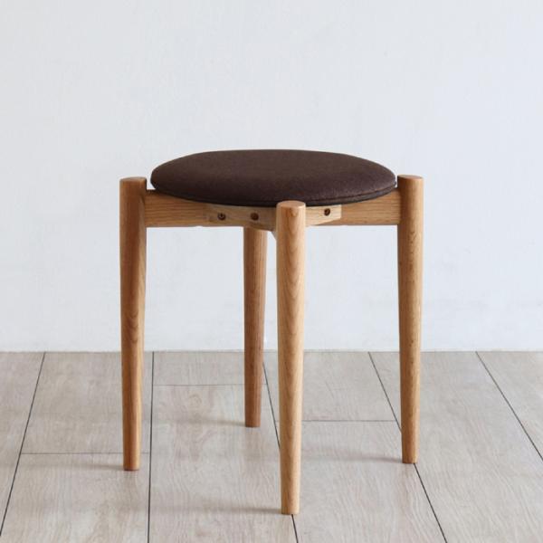 スタッキングスツール スツール オーク無垢 天然木 ファブリック 6色