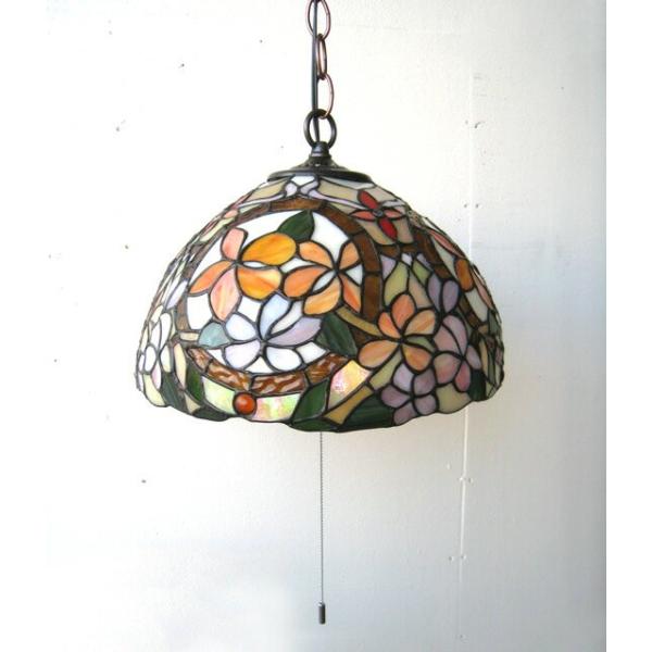 ステンドグラスランプ ペンダントライト 天井照明 おしゃれ ステンドランプ 安い オレンジ